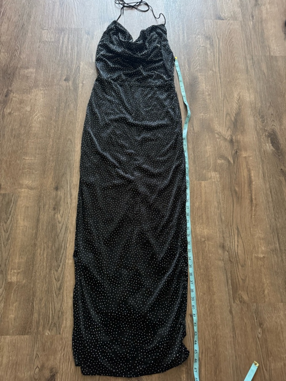Black Rhinestone Halter Dress - Elegant Slip Style